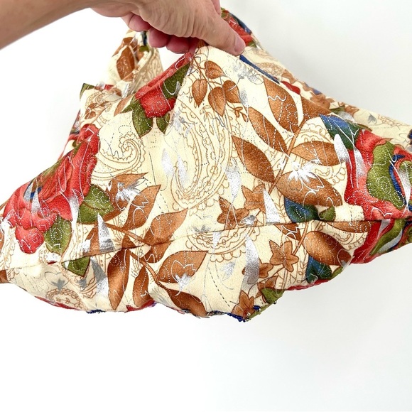 STUNNING BOHO BEADED SEQUIN FLORAL PRINT SUPER SOFT PURSE BAG - Picture 5 of 6